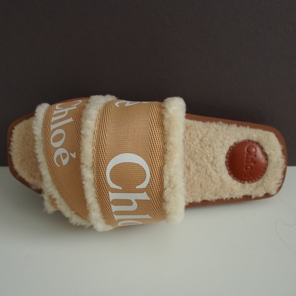 Chloe Woody Shearling Slide Size 39W - Picture 2 of 10